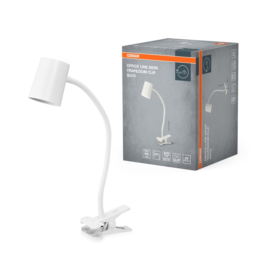 Osram - Настолна лампа с клипс DESK LINE 1xGU10/9W/230V бяла