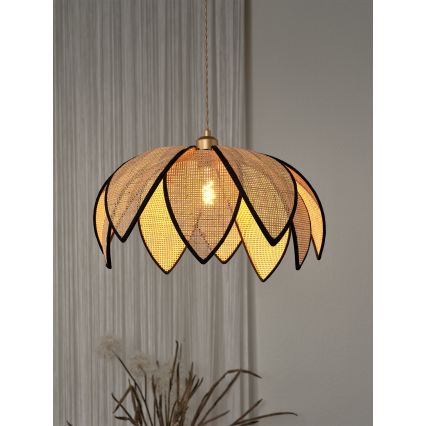 Osram - Пендел на кабел DECOR RATTAN 1xE27/15W/230V Ø 48 см бежово/черно