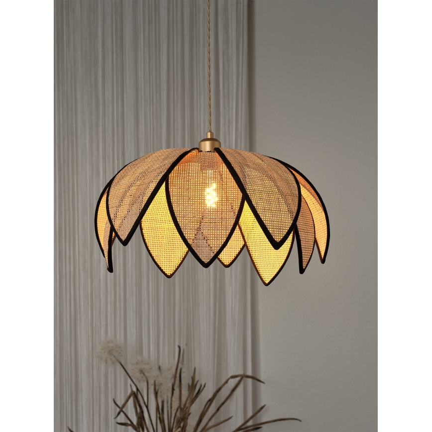 Osram - Пендел на кабел DECOR RATTAN 1xE27/15W/230V Ø 48 см бежово/черно