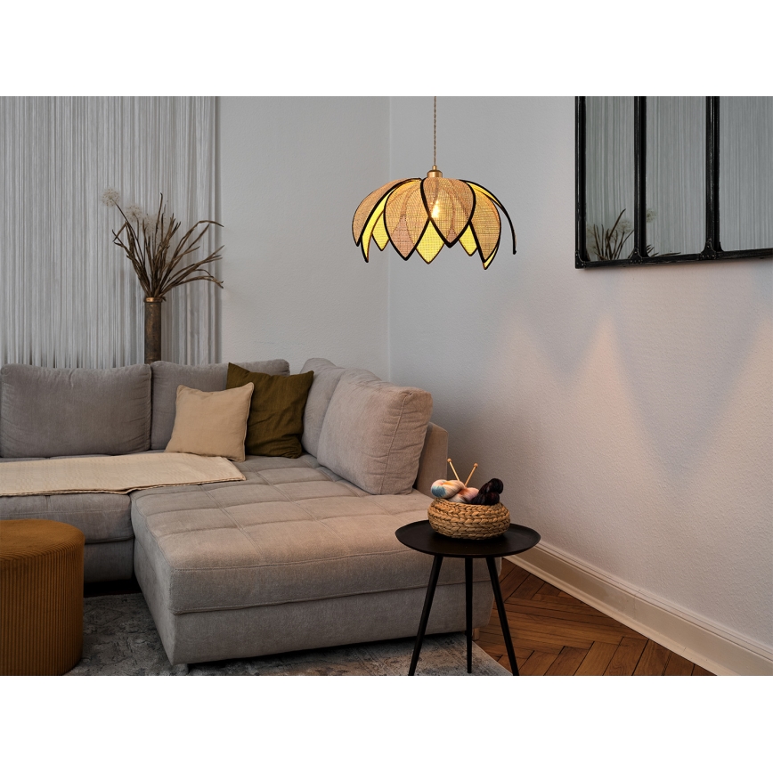 Osram - Пендел на кабел DECOR RATTAN 1xE27/15W/230V Ø 48 см бежово/черно