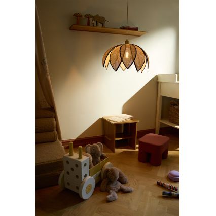 Osram - Пендел на кабел DECOR RATTAN 1xE27/15W/230V Ø 48 см бежово/черно