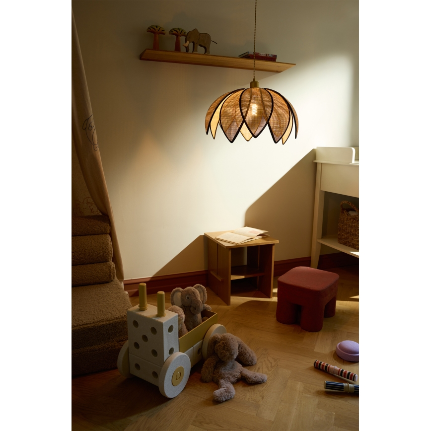 Osram - Пендел на кабел DECOR RATTAN 1xE27/15W/230V Ø 48 см бежово/черно