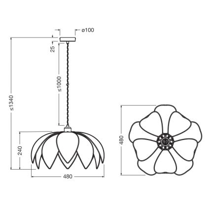Osram - Пендел на кабел DECOR RATTAN 1xE27/15W/230V Ø 48 см бежово/черно
