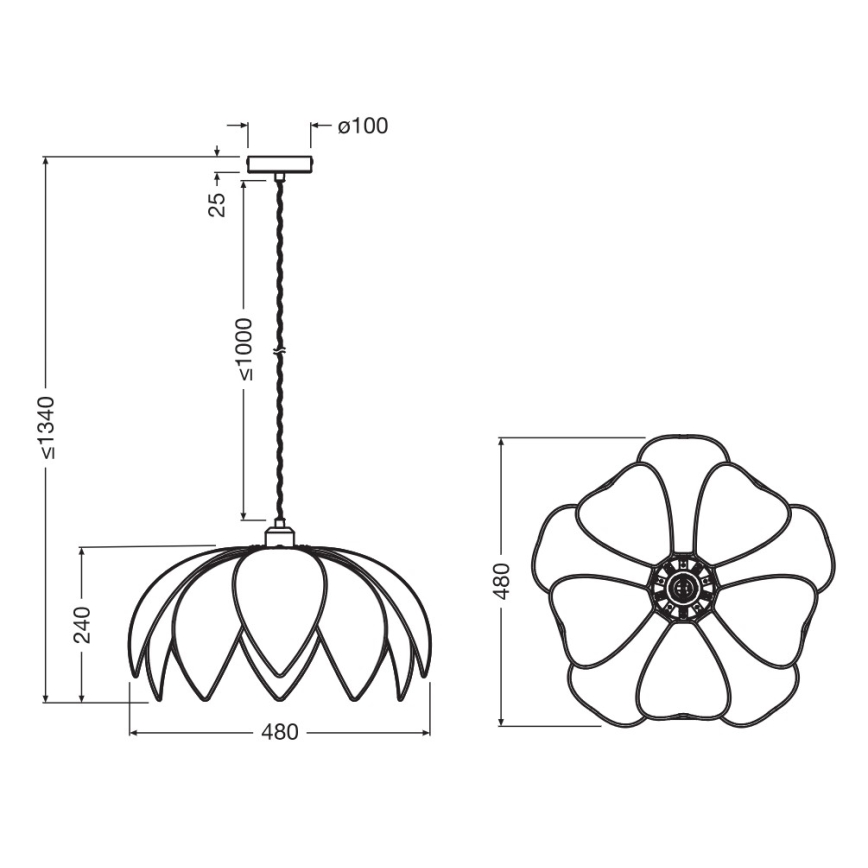 Osram - Пендел на кабел DECOR RATTAN 1xE27/15W/230V Ø 48 см бежово/черно