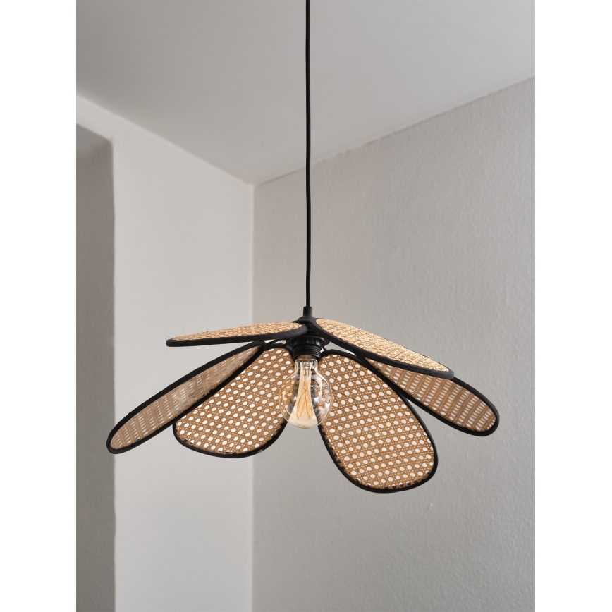 Osram - Пендел на кабел DECOR RATTAN 1xE27/15W/230V Ø58 см бежово/черно