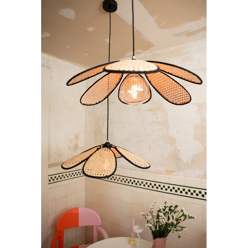 Osram - Пендел на кабел DECOR RATTAN 1xE27/15W/230V Ø58 см бежово/черно