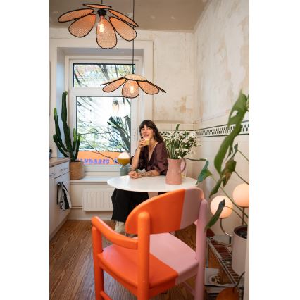 Osram - Пендел на кабел DECOR RATTAN 1xE27/15W/230V Ø58 см бежово/черно