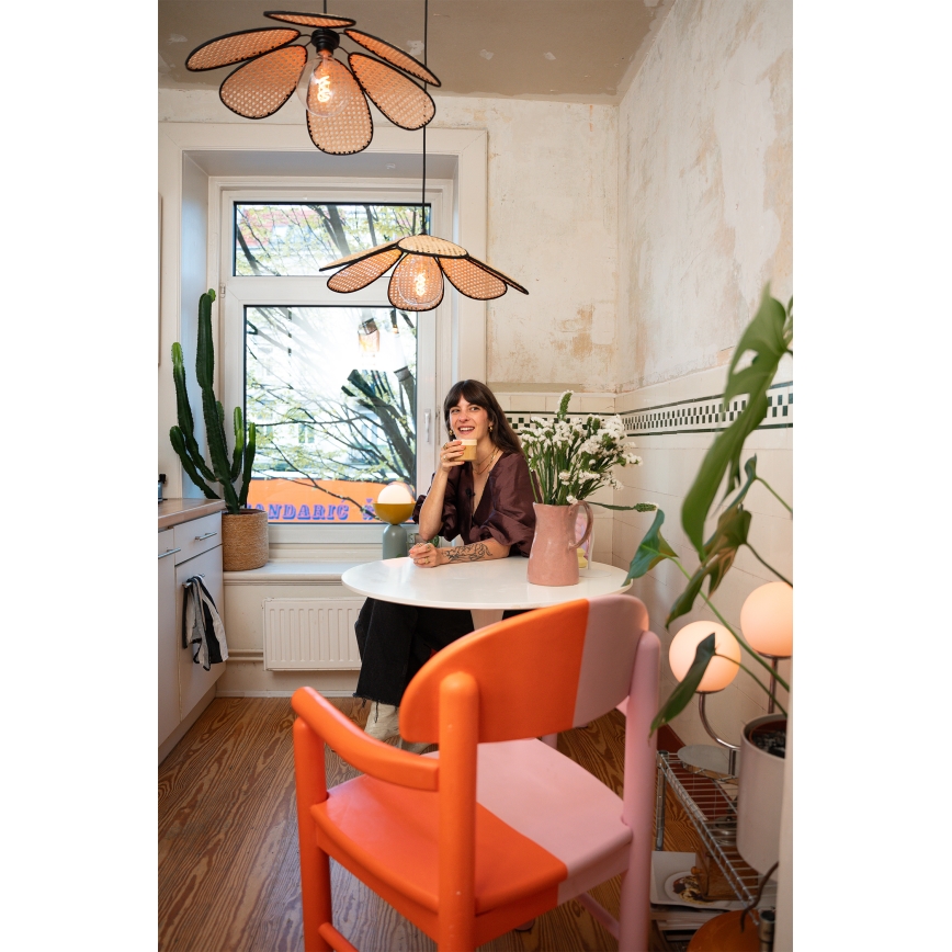 Osram - Пендел на кабел DECOR RATTAN 1xE27/15W/230V Ø58 см бежово/черно