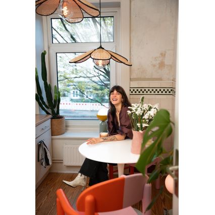 Osram - Пендел на кабел DECOR RATTAN 1xE27/15W/230V Ø58 см бежово/черно