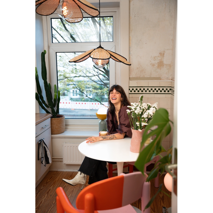 Osram - Пендел на кабел DECOR RATTAN 1xE27/15W/230V Ø58 см бежово/черно