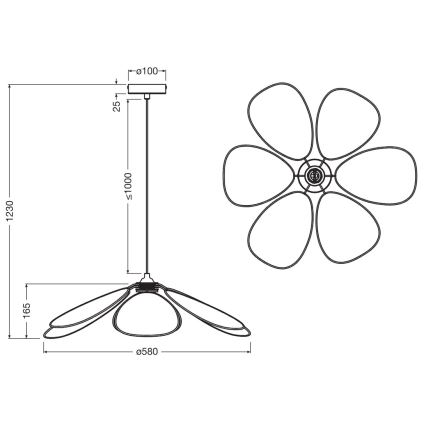 Osram - Пендел на кабел DECOR RATTAN 1xE27/15W/230V Ø58 см бежово/черно
