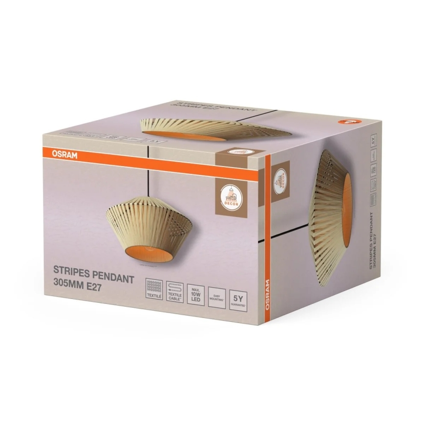 Osram - Пендел на кабел DECOR STRIPES 1xE27/10W/230V диам. 30,5 см бежов