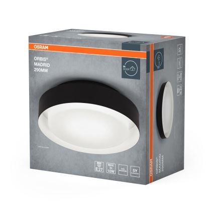 Osram - плафон ORBIS MADRID 2xE27/10W/230V диаметър 29 см черен