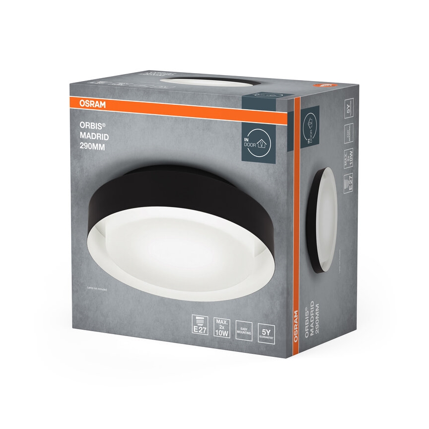 Osram - плафон ORBIS MADRID 2xE27/10W/230V диаметър 29 см черен