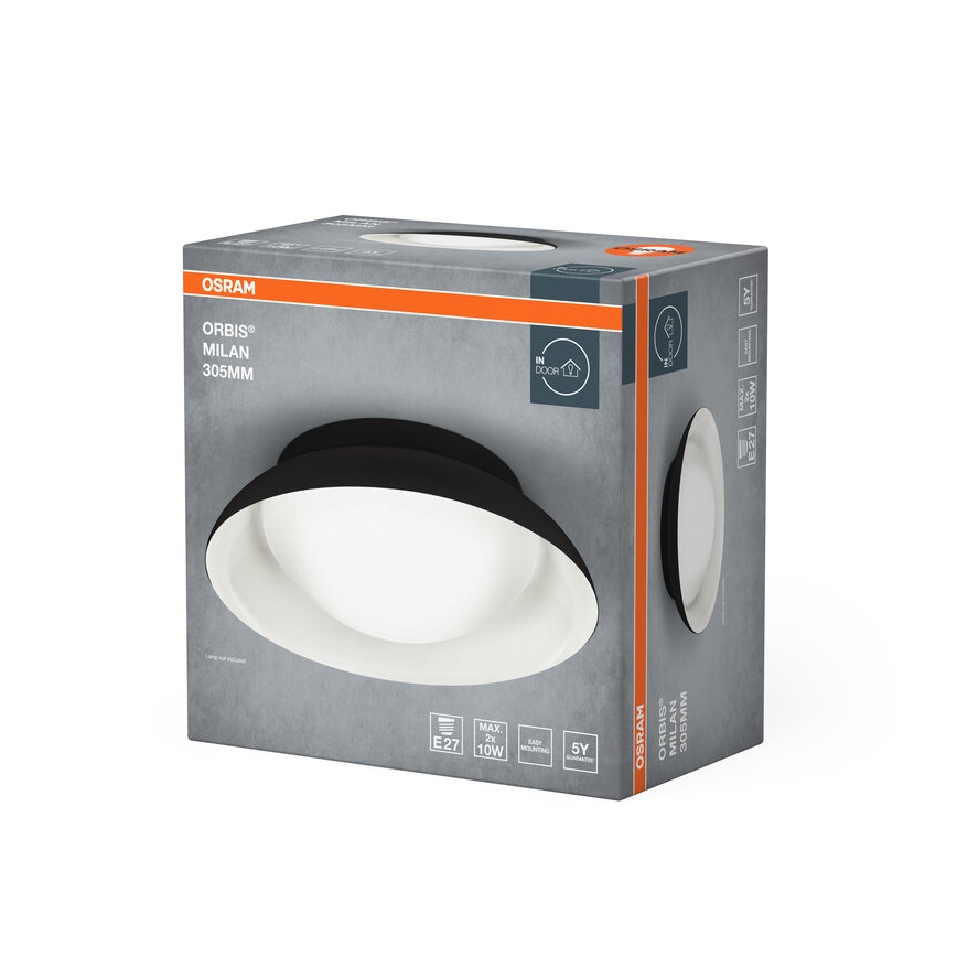 Osram - Плафон ORBIS MILAN 2xE27/10W/230V Ø 30,5 см, черен