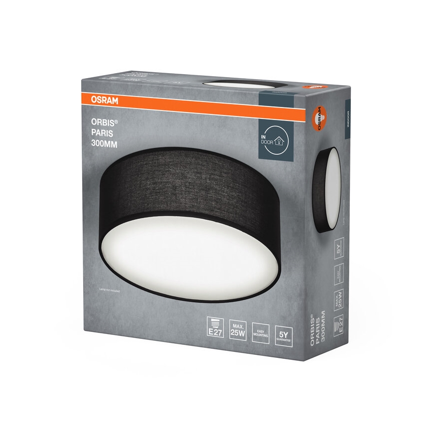 Osram - Плафон ORBIS PARIS 1xE27/25W/230V Ø 30 cm черен