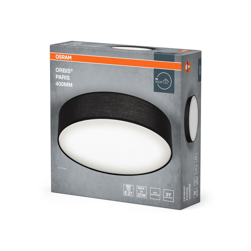 Osram - Плафон ORBIS PARIS 2xE27/25W/230V Ø 40 см черен