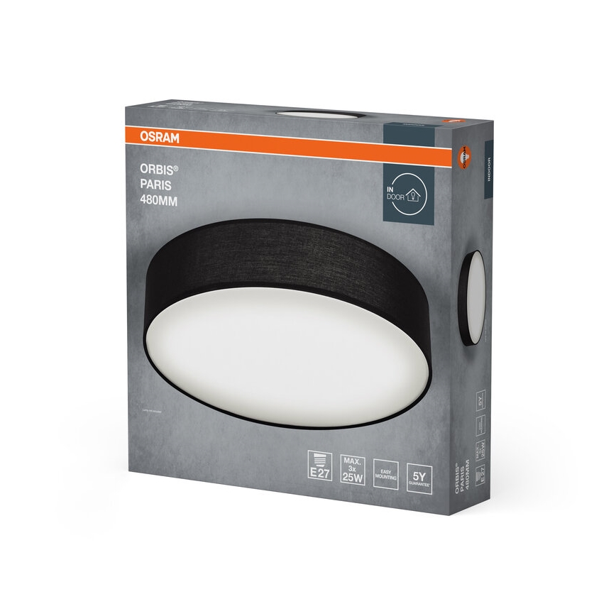 Osram - Плафон ORBIS PARIS 3xE27/25W/230V Ø 48 см черен