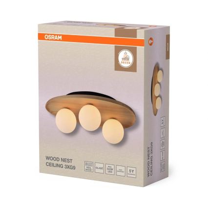 Osram - Плафон WOOD NEST 3xG9/5W/230V каучуково дърво
