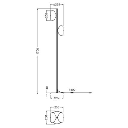 Osram - Подова лампа DECOR SMOKE 2xE14/12W/230V черна/димносива