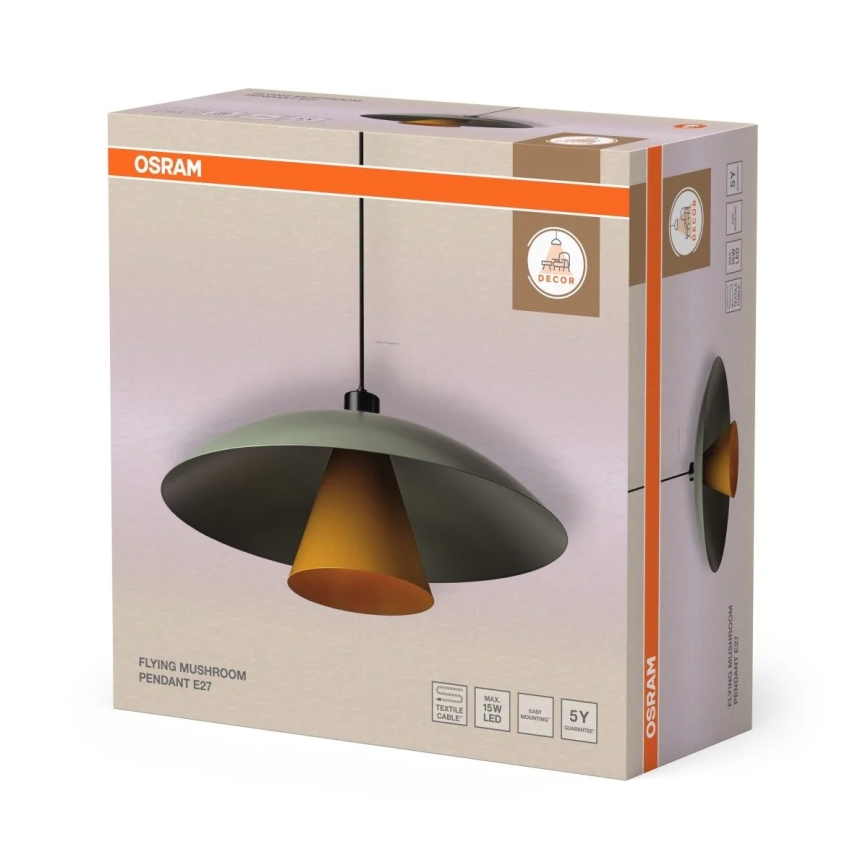 Osram - Подвесна лампа на кабел DECOR FLYING MUSHROOM 1xE27/25W/230V Ø 50 см, зелен