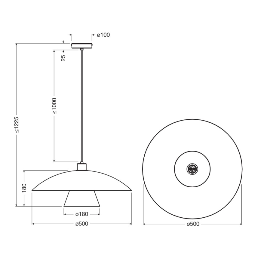 Osram - Полилей на кабел DECOR FLYING MUSHROOM 1xE27/25W/230V, диаметър 50 см, черен