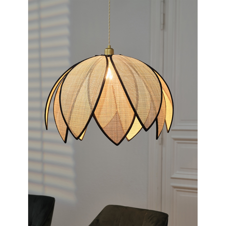 Osram - Полилей на кабел DECOR RATTAN 1xE27/15W/230V Ø 67 см бежов/черен