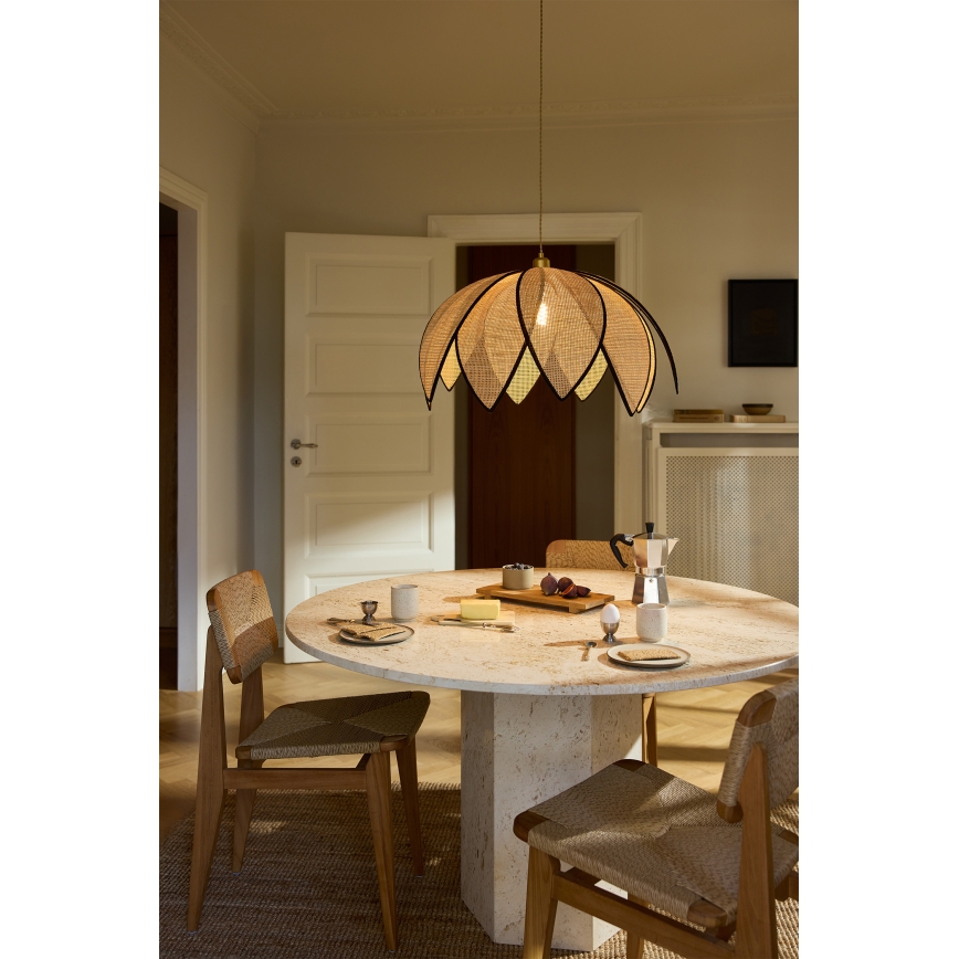 Osram - Полилей на кабел DECOR RATTAN 1xE27/15W/230V Ø 67 см бежов/черен