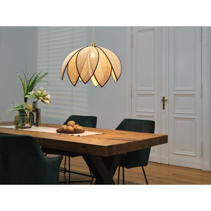 Osram - Полилей на кабел DECOR RATTAN 1xE27/15W/230V Ø 67 см бежов/черен