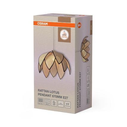 Osram - Полилей на кабел DECOR RATTAN 1xE27/15W/230V Ø 67 см бежов/черен