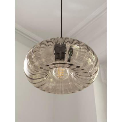 Osram - Полилей на кабел DECOR SMOKE 1xE27/12W/230V Ø 28 см черен/димчато сив