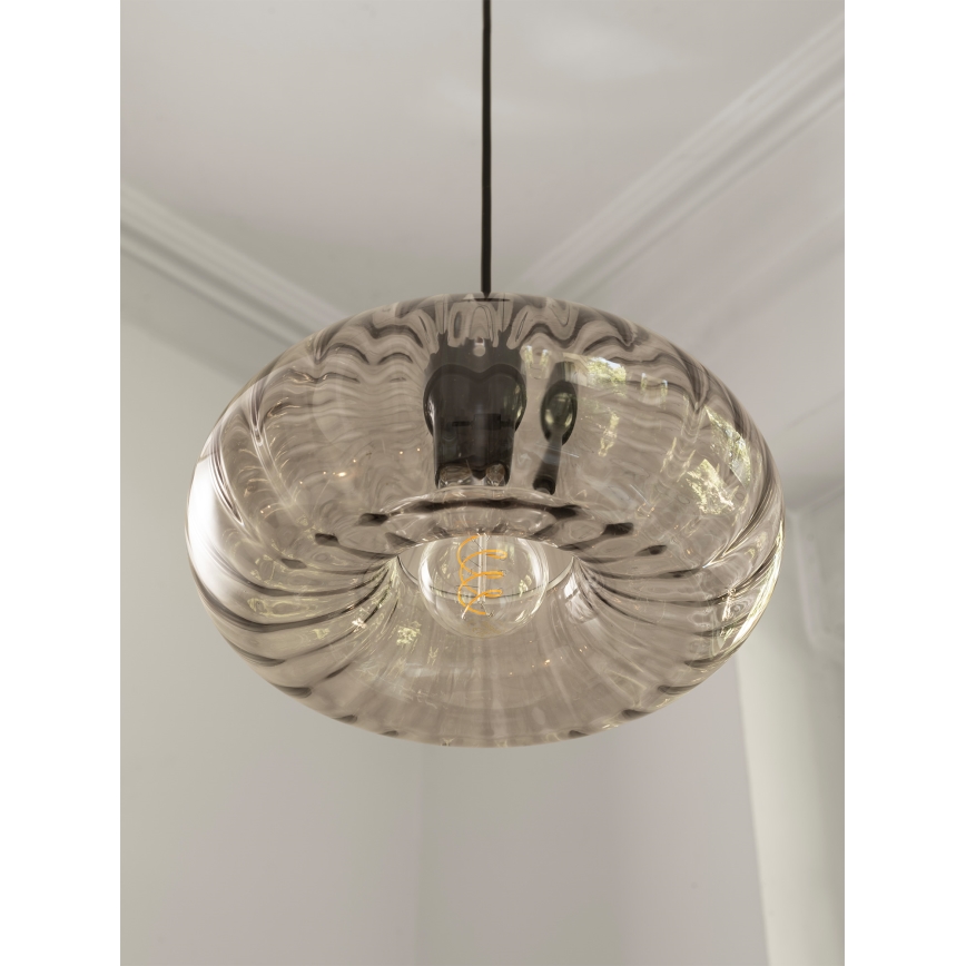 Osram - Полилей на кабел DECOR SMOKE 1xE27/12W/230V Ø 28 см черен/димчато сив