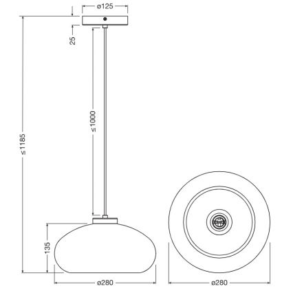 Osram - Полилей на кабел DECOR SMOKE 1xE27/12W/230V Ø 28 см черен/димчато сив