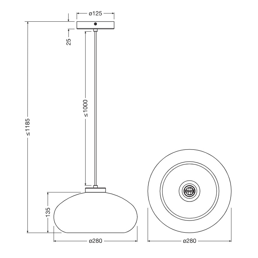 Osram - Полилей на кабел DECOR SMOKE 1xE27/12W/230V Ø 28 см черен/димчато сив