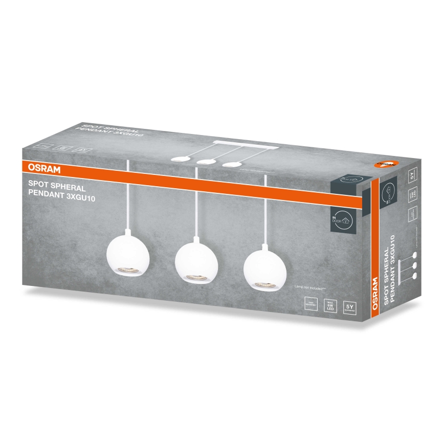 Osram - Полилей на кабел SPOT SPHERAL 3xGU10/6W/230V бял
