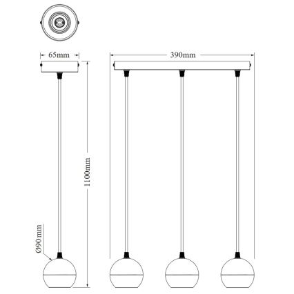 Osram - Полилей на кабел SPOT SPHERAL 3xGU10/6W/230V черен
