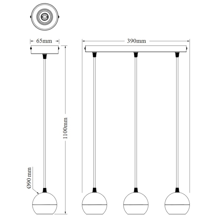 Osram - Полилей на кабел SPOT SPHERAL 3xGU10/6W/230V черен