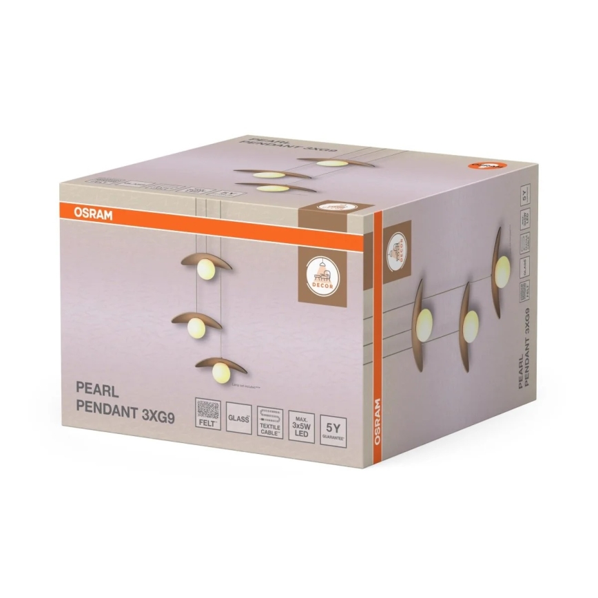 Osram - Полилей с кабел DECOR PEARL 3xG9/5W/230V бежов