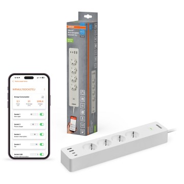 Osram - Разклонител SMART+ 4Z тип F + 2xUSB-A + 2xUSB-C Wi-Fi