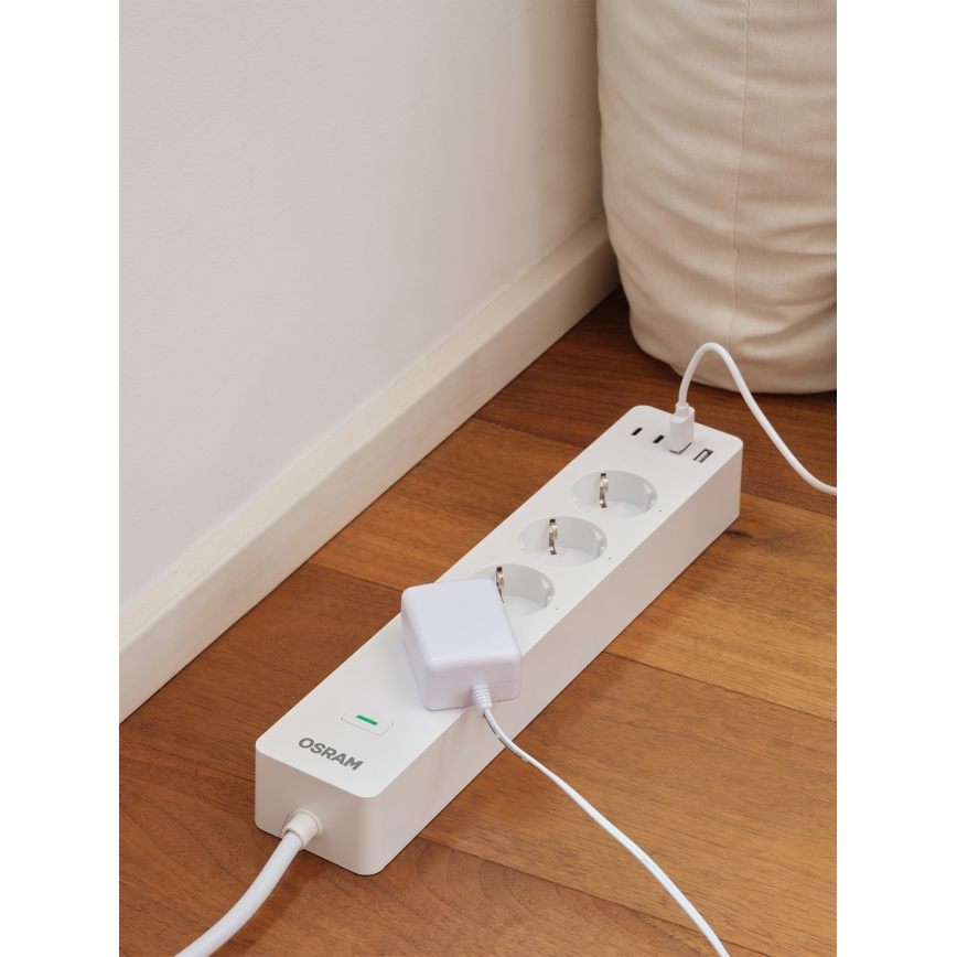 Osram - Разклонител SMART+ 4Z тип F + 2xUSB-A + 2xUSB-C Wi-Fi