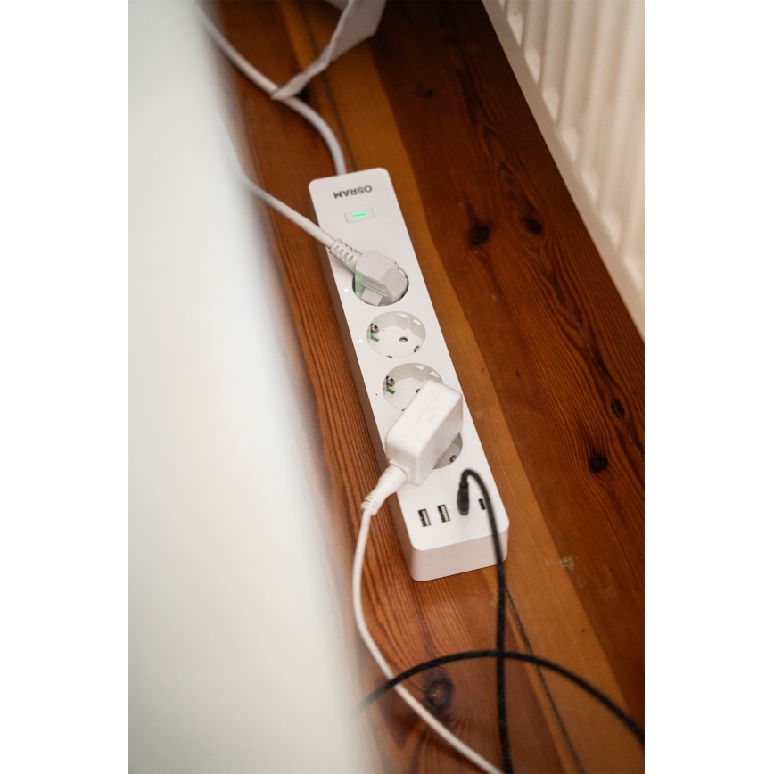 Osram - Разклонител SMART+ 4Z тип F + 2xUSB-A + 2xUSB-C Wi-Fi
