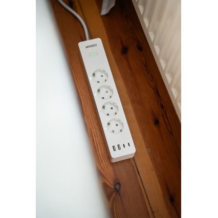 Osram - Разклонител SMART+ 4Z тип F + 2xUSB-A + 2xUSB-C Wi-Fi