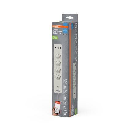 Osram - Разклонител SMART+ 4Z тип F + 2xUSB-A + 2xUSB-C Wi-Fi