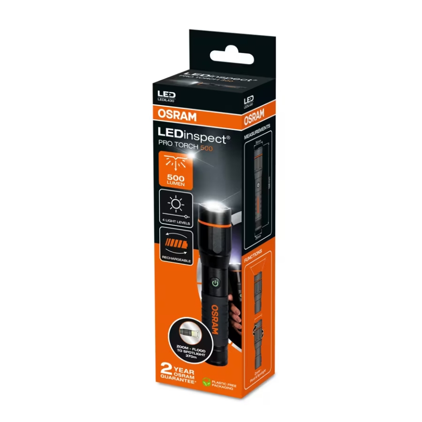 Osram - LED презареждаем фенер с регулируема яркост LEDINSPECT PRO TORCH 500 LED/6W/3,7V 2200 mAh IP44