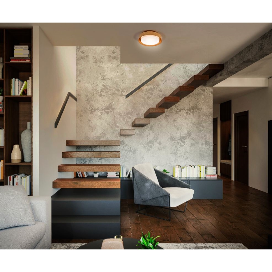 Osram - таванен плафон ORBIS MADRID 2xE27/10W/230V, Ø 29 см, дървесен декор