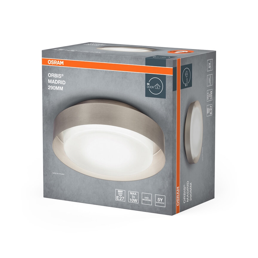 Osram - Таванно осветително тяло ORBIS MADRID 2xE27/10W/230V Ø 29 см матов хром