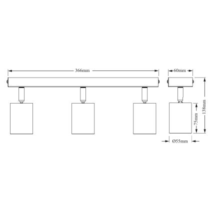 Osram - Точково осветително тяло ELEMENTAL 3xGU10/6W/230V