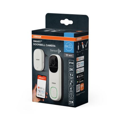 Osram - Умен видео звънец с вграден сензор 2K SMART+ 230V IP66 Wi‑Fi