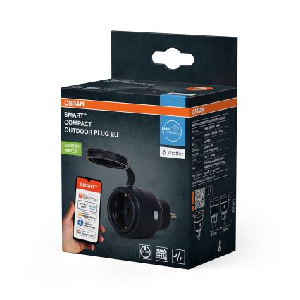 Osram - Умен външен контакт SMART+ MATTER SCHUKO 3680W/230V/16A IP44 Wi-Fi