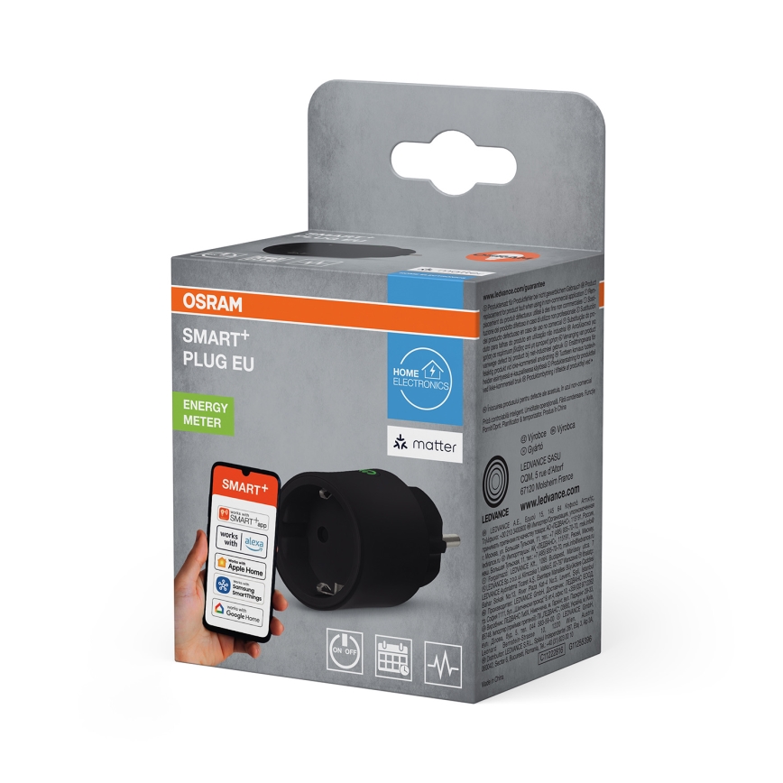 Osram - Умен контакт SMART+ MATTER SCHUKO 2300W/230V/10A Wi-Fi черен